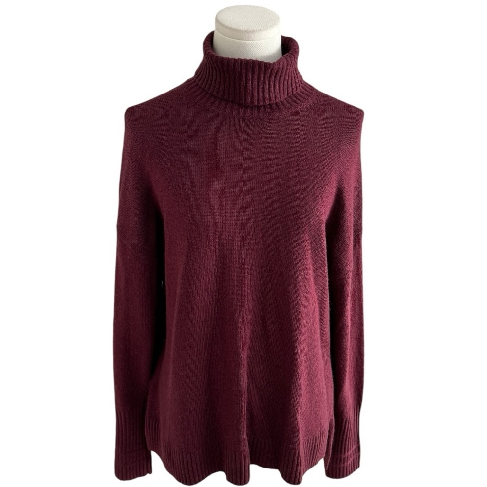 J. CREW Turtleneck Sweater Burgundy Plum Winter Wool Blend Size M Casual Top